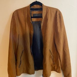 Zara Man mock-suede zippered-shirt jacket